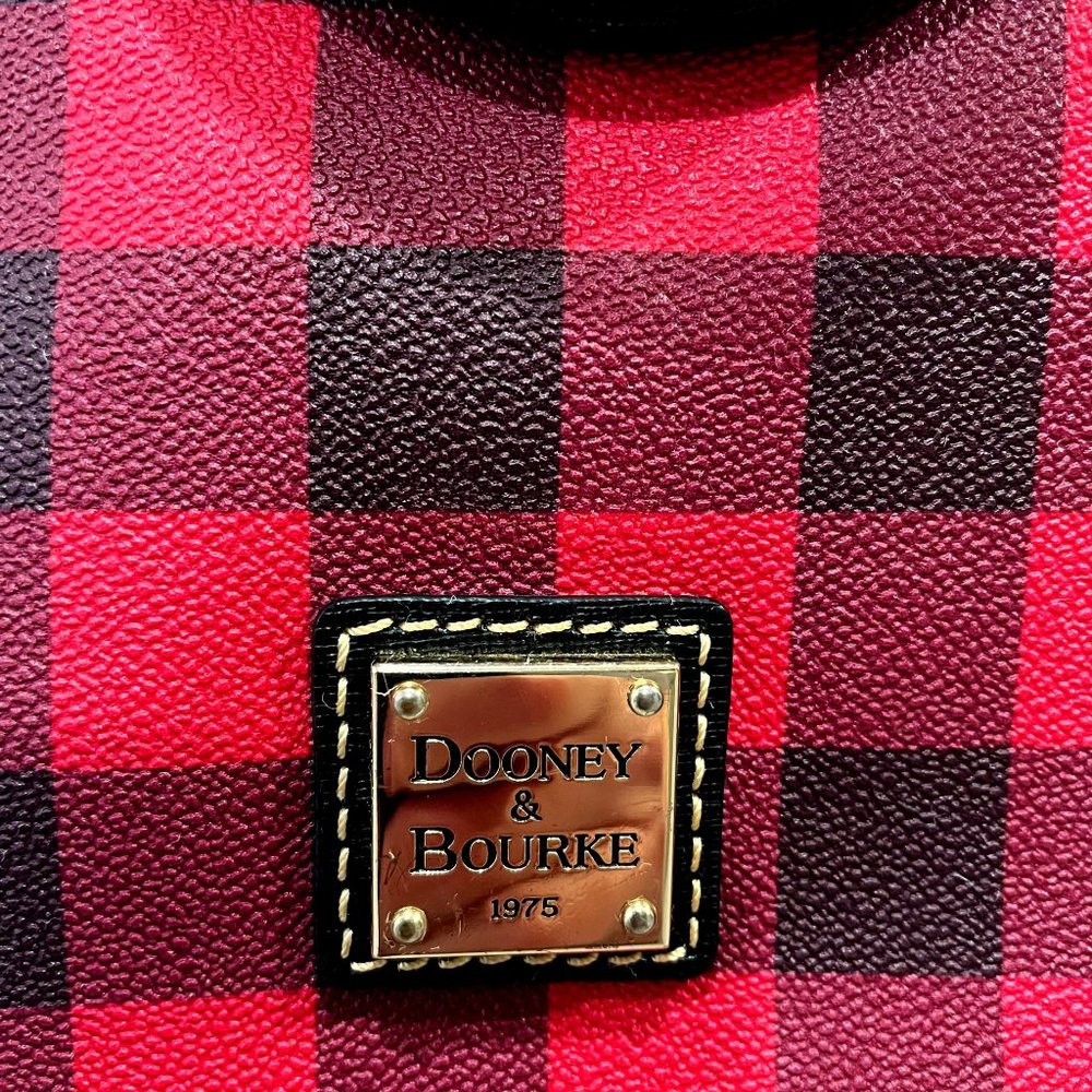Dooney & Bourke Red Plaid Textured Leather Satchel